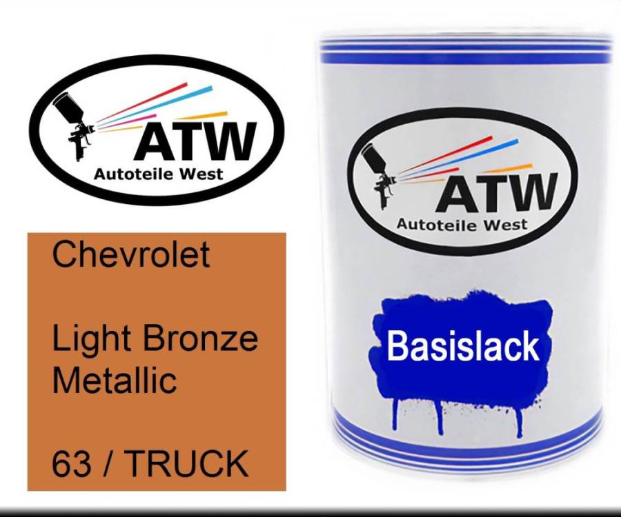 Chevrolet, Light Bronze Metallic, 63 / TRUCK: 500ml Lackdose, von ATW Autoteile West.